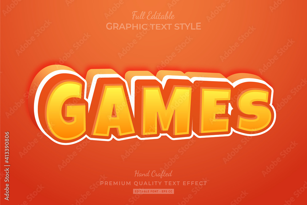 Games Cartoon Orange Yellow Editable Text Effect Font Style Games Cartoon Orange Yellow Editable Text Effect Font Style