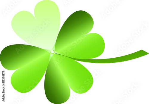 Green four leaf clover with stem
