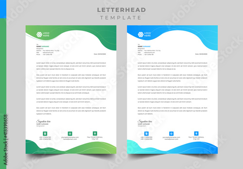 Corporate Letterhead Template design with tow color variation.
