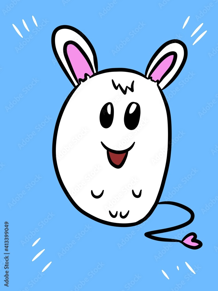 cute cartoon rabbit on blue color background cute cartoon rabbit on blue color background