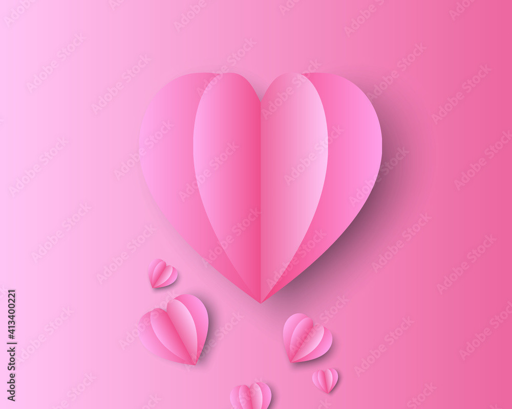 Beautiful colorful pink heart-shaped background suitable for the day of love.