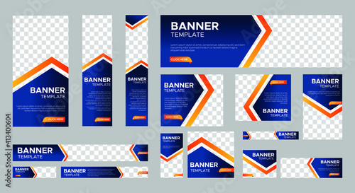 set of creative web banners of standard size with a place for photos. Business ad banner. Vertical, horizontal and square template. vector illustration EPS 10  © ahmad