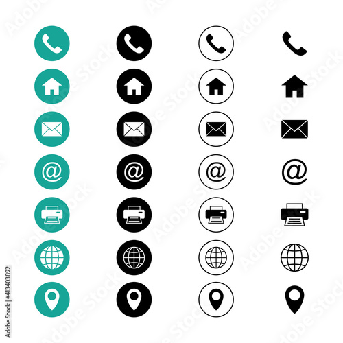 Web icon set. Business card contact information icon. Contact us icon set