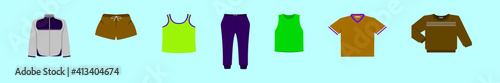 set of tracksuit cartoon icon design template with various models. vector illustration isolated on blue background