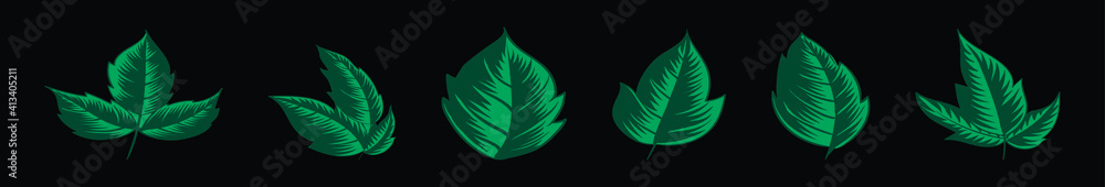set of poison ivy plants cartoon icon design template with various models. vector illustration isolated on black background set of poison ivy plants cartoon icon design template with various models. vector illustration isolated on black background