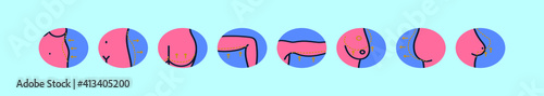 set of plastic surgery cartoon icon design template with various models. vector illustration isolated on blue background
