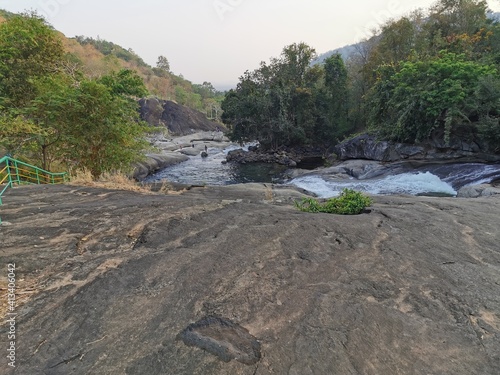 river and rocks in Adyanpara falls Nilambur, Kerala. photo