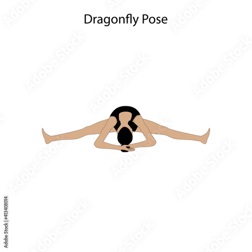 Dragonfly Pose Yoga Workout. Healthy lifestyle vector illustration