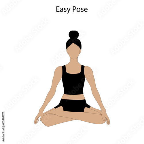 Easy Pose Yoga Workout. Healthy lifestyle vector illustration