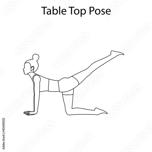 Table Top Pose Yoga Workout Outline. Healthy lifestyle vector illustration