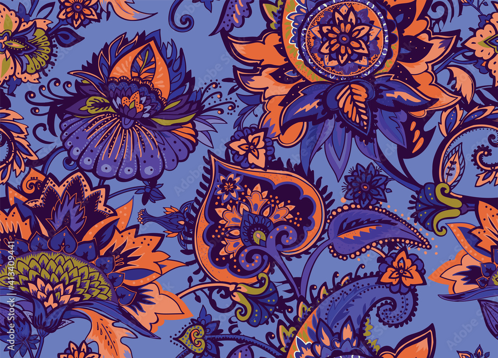 Seamless floral pattern in oriental style.