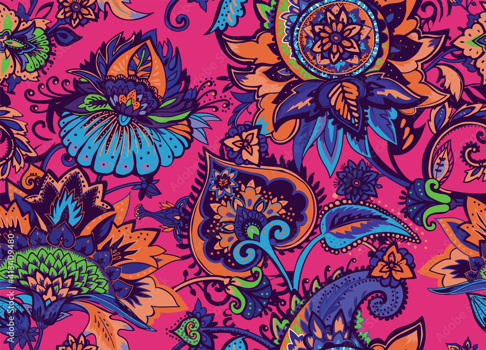 Seamless floral pattern in oriental style.