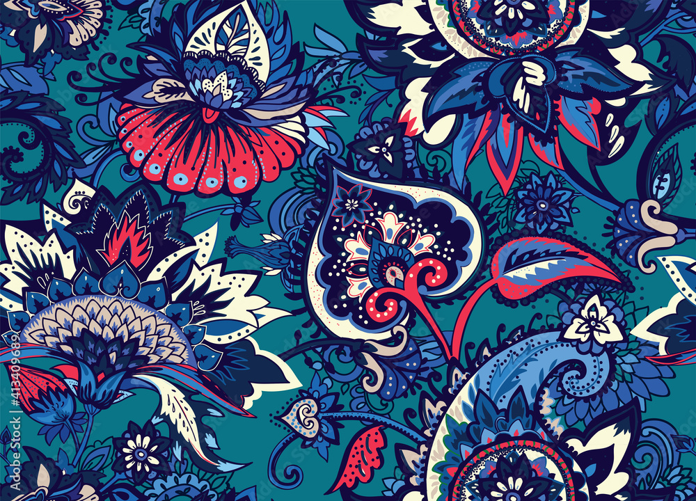 Seamless floral pattern in oriental style. Seamless floral pattern in oriental style.