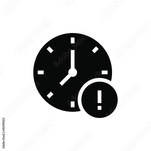Expiry glyph icon. Simple solid style for web and app. Alert, alarm, clock circular with exclamation mark concept. Vector illustration isolated on white background. Editable stroke EPS 10
