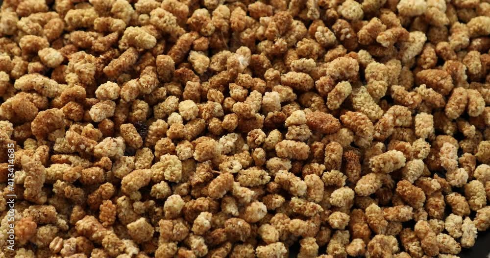 Top wiev of dried mulberry berries close up Top wiev of dried mulberry berries close up