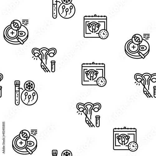Fertilization Treat Vector Seamless Pattern Thin Line Illustration