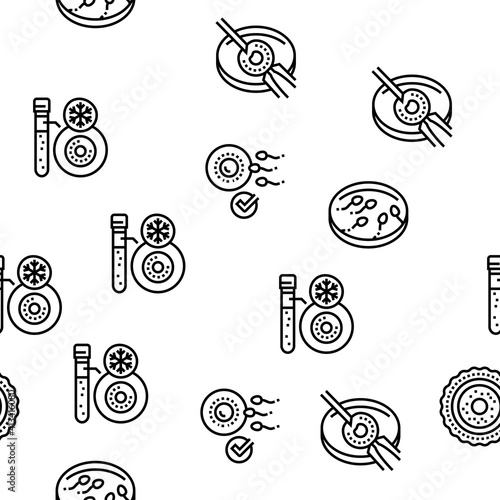 Fertilization Treat Vector Seamless Pattern Thin Line Illustration