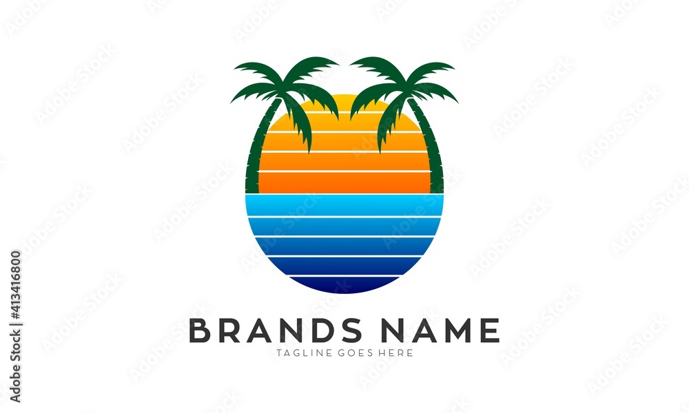 Palm tree island vector logo Palm tree island vector logo