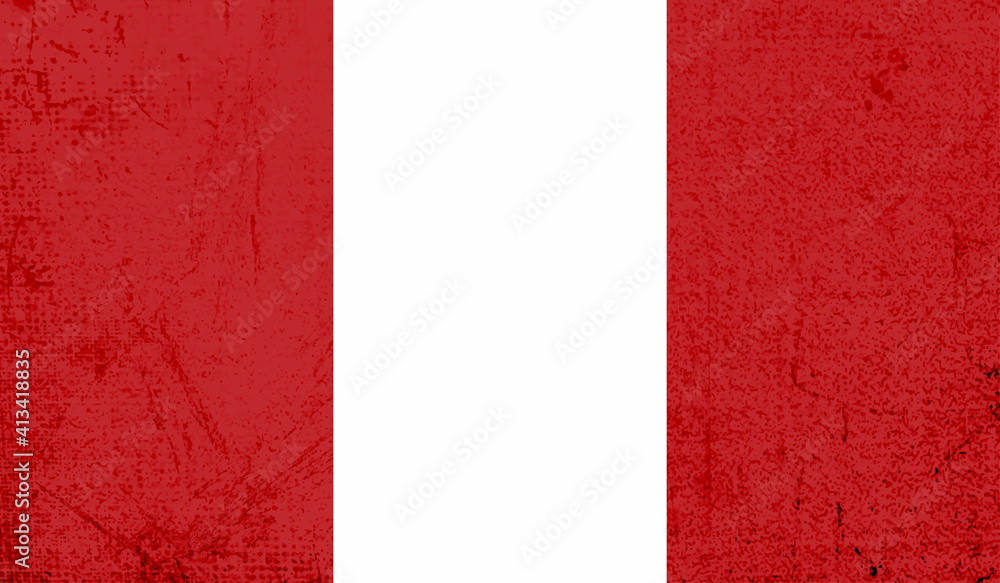 Naklejka premium Grunge Peru flag. Peru flag with waving grunge texture.