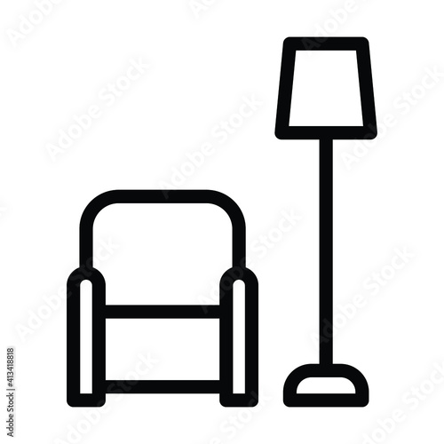 sofa armchair icon, home interior vector