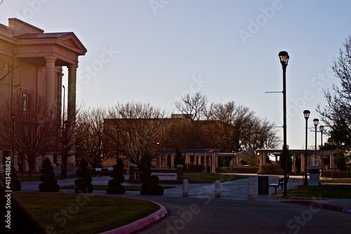 Landscapes of Trees, and Street Light on Campus of Texas A & M University, Canyon, Texas.