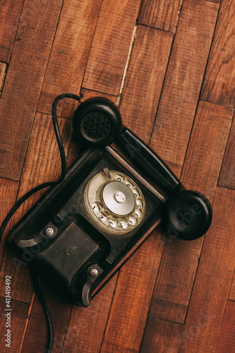 old telephone technology retro style classic top view