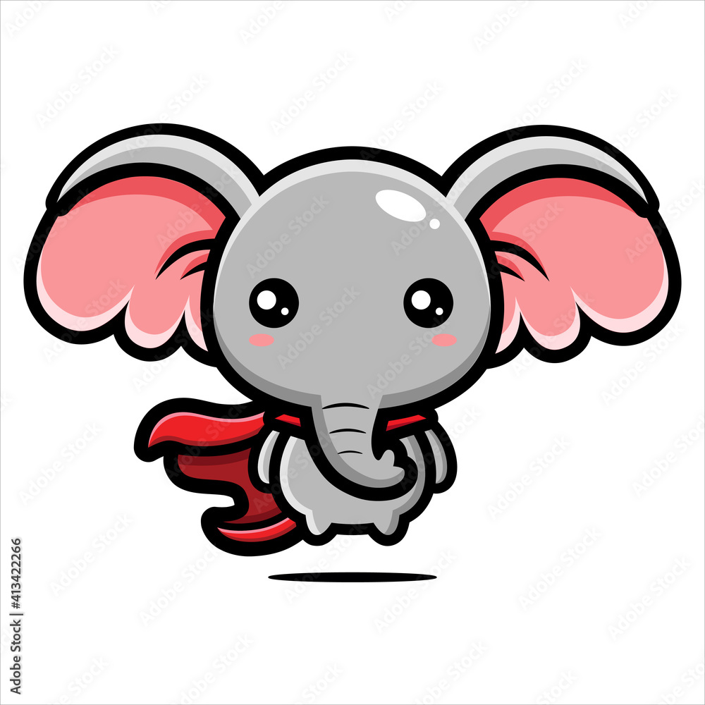 Fototapeta premium cartoon cute hero elephant vector design