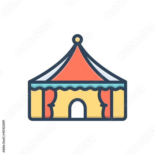 Color illustration icon for tent