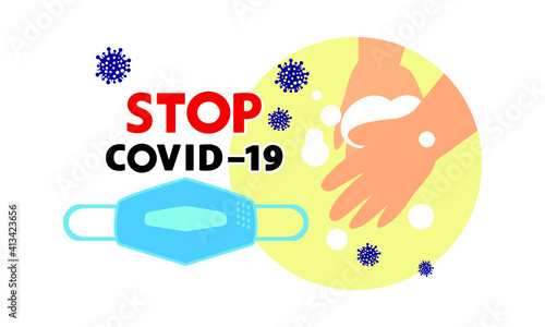 Washing hand and protective face mask against corona virus,Covid-19.