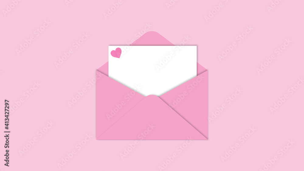Valentine day Love Letter Envelop and card template pink heart vector illustration Valentine day Love Letter Envelop and card template pink heart vector illustration