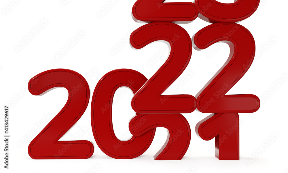 red 2022 bold letters 3d-illustration red 2022 bold letters 3d-illustration
