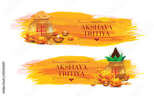 Happy Akshaya Tritiya Festival Banner Design Template Vector Illustration 