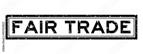 Grunge black fair trade word square rubber seal stamp on white background