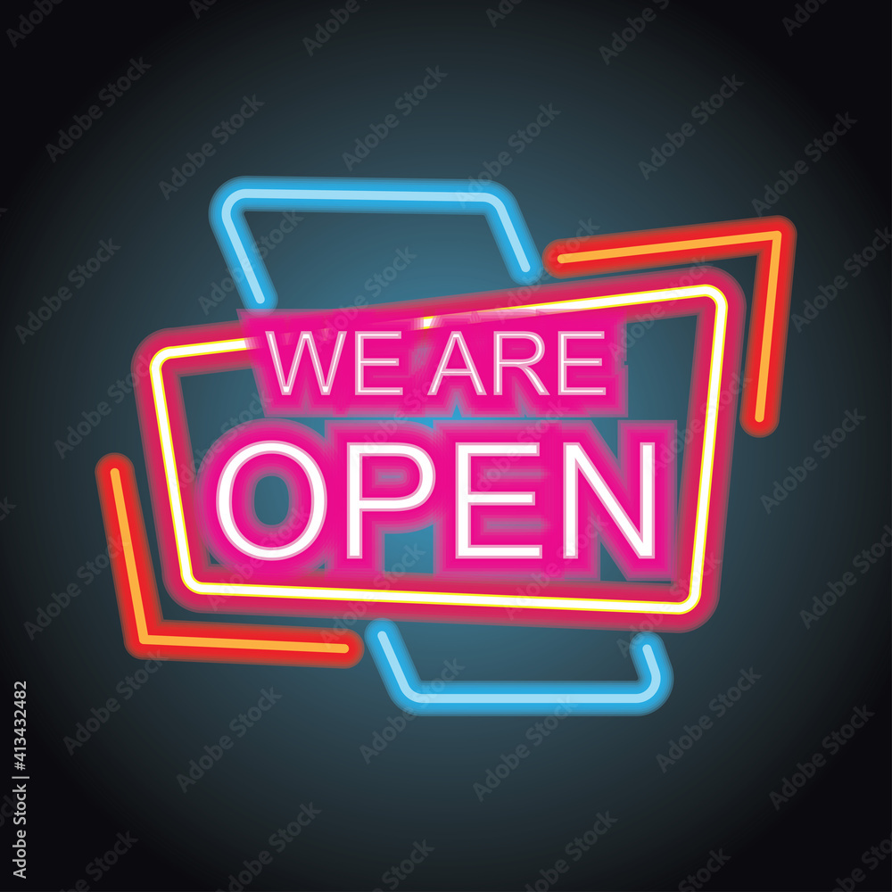 open neon sign for your store and shop, vector illustration open neon sign for your store and shop, vector illustration