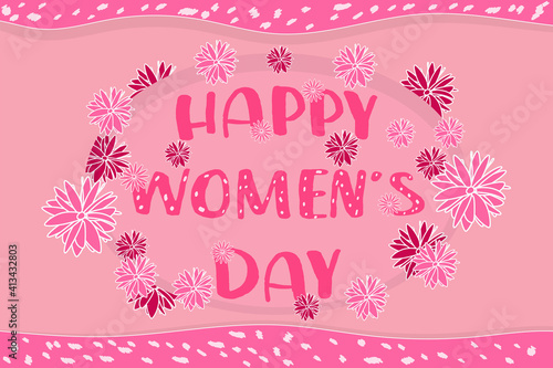 Wallpaper Mural The inscription on a pink background in the colors "Happy Women's Day". Torontodigital.ca