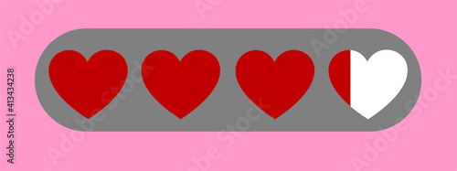 Cute pink vector illustration of love meter in red, can be used for logos, symbols, signs and decorations. heart shape loading