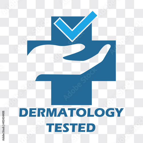 dermatology tested logo for cosmetic product. vector illustration