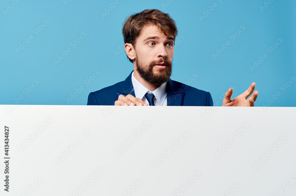 man in suit advertising executive banner presentation copy space man in suit advertising executive banner presentation copy space