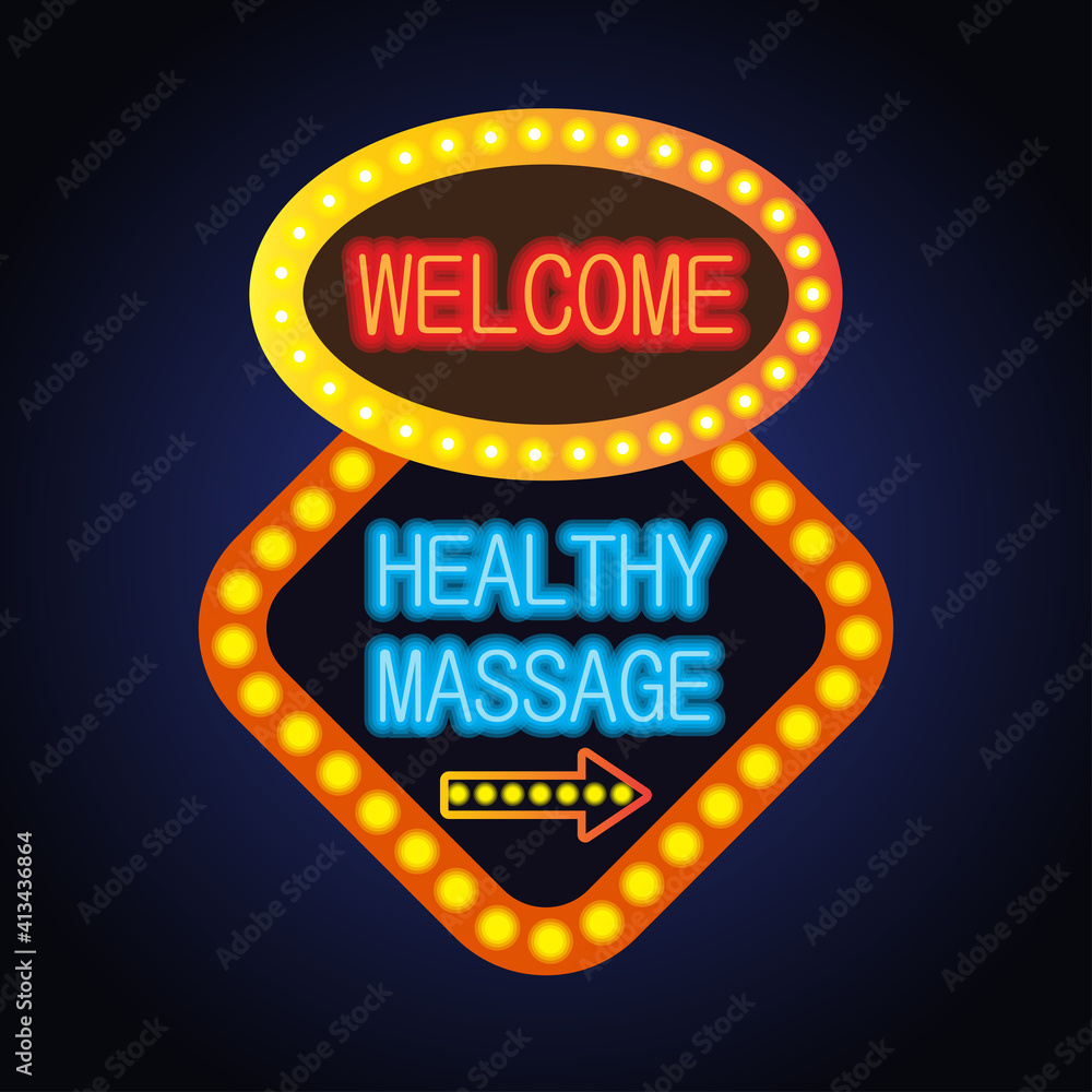 healthy massage in neon sign plank for massage business