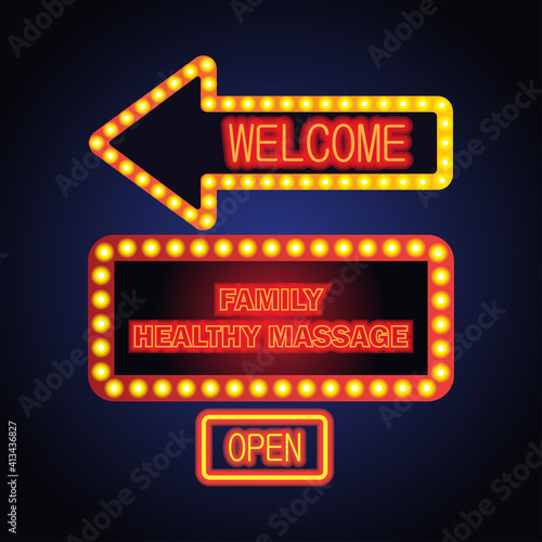 healthy massage in neon sign plank for massage business