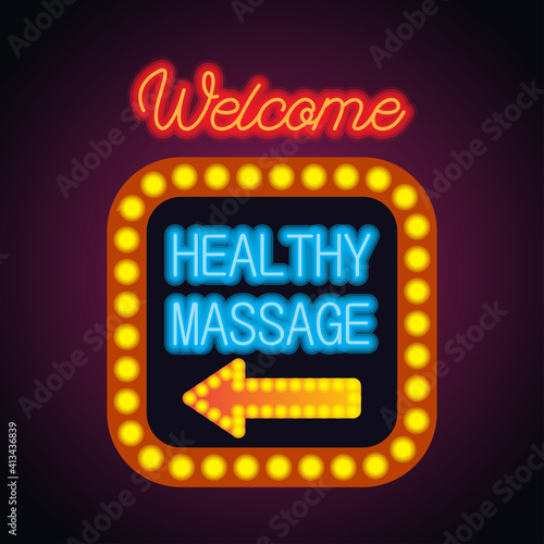 healthy massage in neon sign plank for massage business