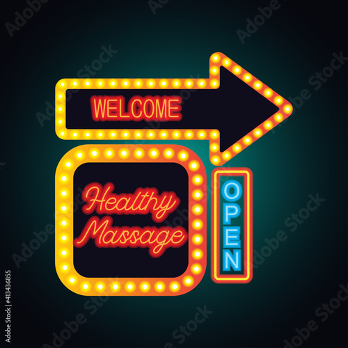 healthy massage in neon sign plank for massage business