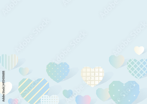ハート 背景 模様 かわいい オシャレ ガーリー 父の日 ホワイトデー 水色 青 イラスト 素材