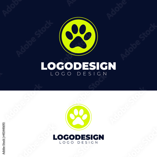 petshop logo design minimal logotype vector template