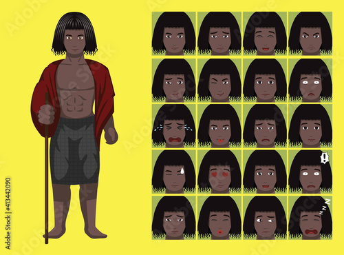 Manga Style Tribe Afar Cartoon Character Emotion