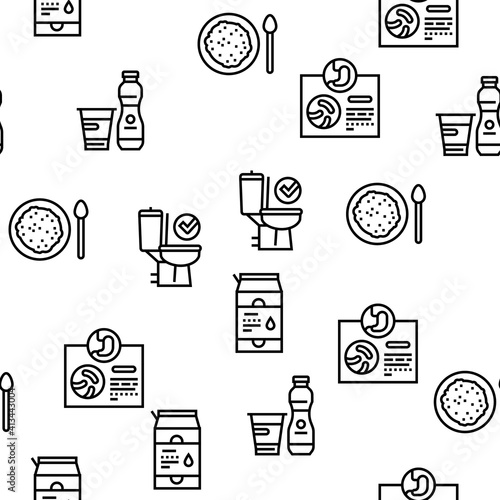 Probiotics Bacterium Vector Seamless Pattern Thin Line Illustration