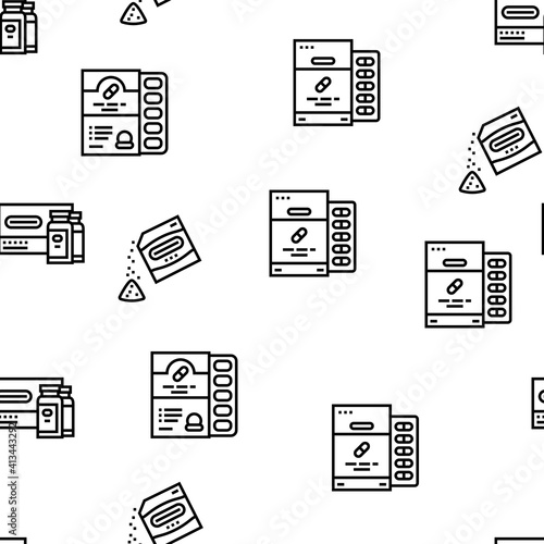 Probiotics Bacterium Vector Seamless Pattern Thin Line Illustration