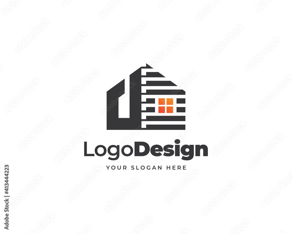 D letter home logo vector, Modern tech logo design