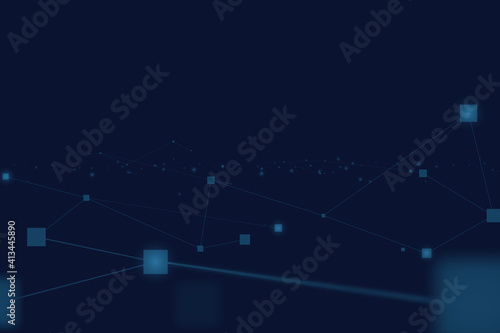 Abstract connecting lines and dots on dark background. Technology connection futuristic concept. Vector illustration © pickup