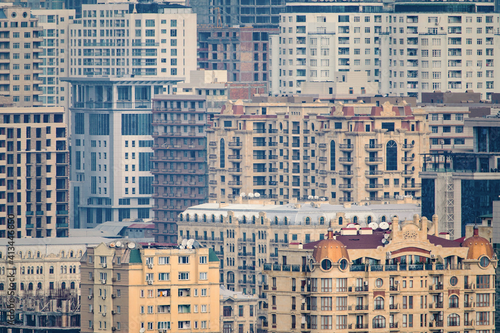Residential city buildings background